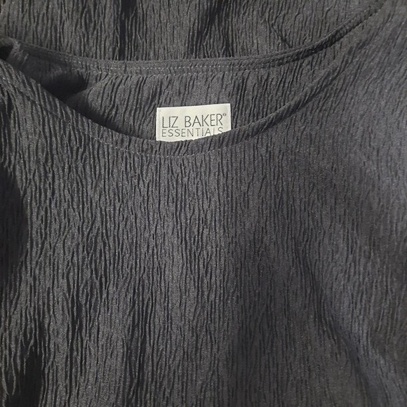 Liz Baker Top Blouse Womens Medium Black Short Sleeve - Picture 6 of 9